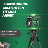 Křížová laserová vodováha zelená, 4 x 360° laserová vodováha 30M, 16 čar laserové čáry s digitálním LED displejem, prachotěsná l